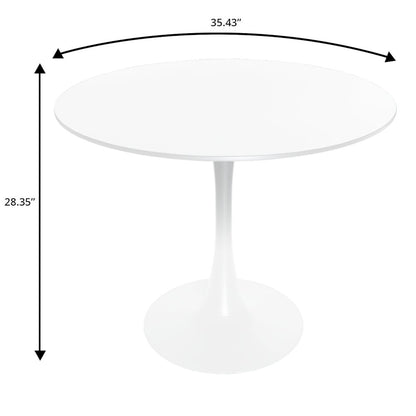 5-Piece Dining Set Round White MDF Dining Table
