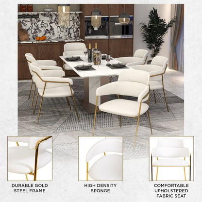 Axis Collection Modern Gold Dining Chair in White