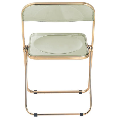 Lawrence Acrylic Folding Chair With Gold Metal Frame, Set of 2