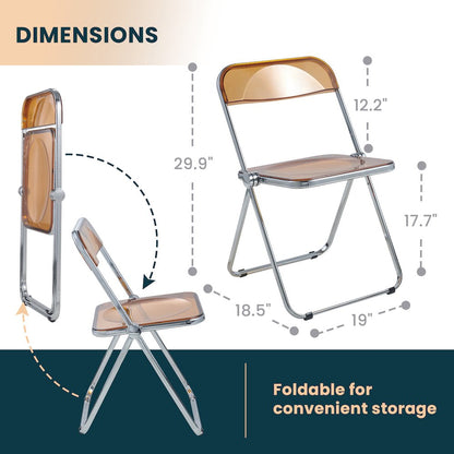 Lawrence Acrylic Folding Chair With Metal Frame, Set of 4