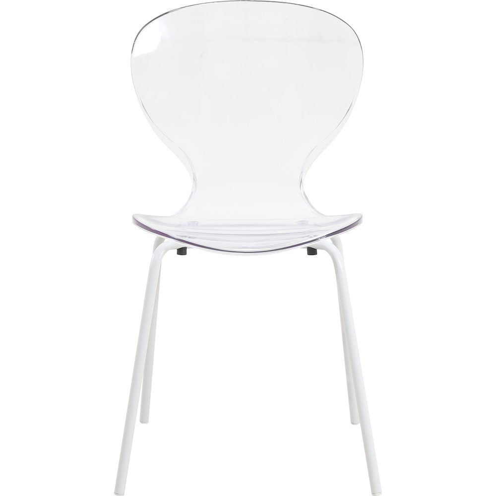Modern Oyster Transparent Side Chair in White Base Set of 4