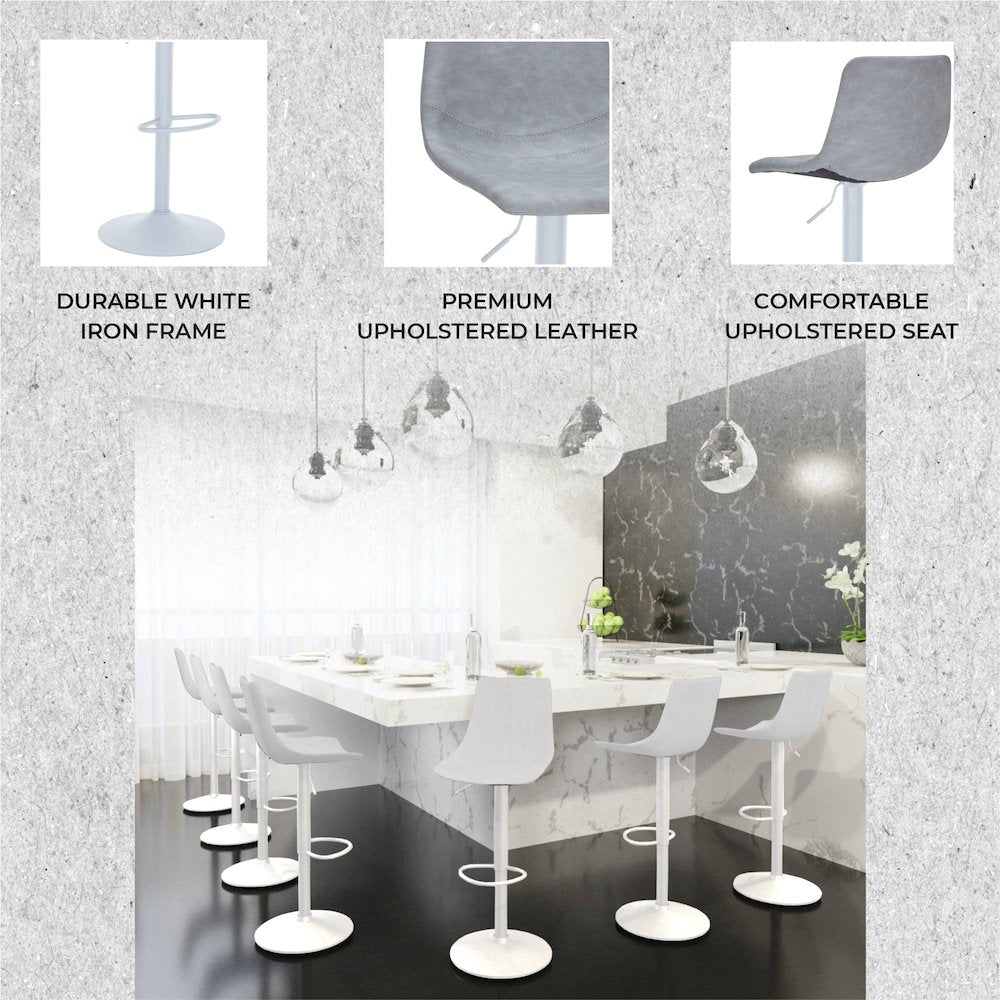 Tilbury - Bar stool -White base- Light Grey