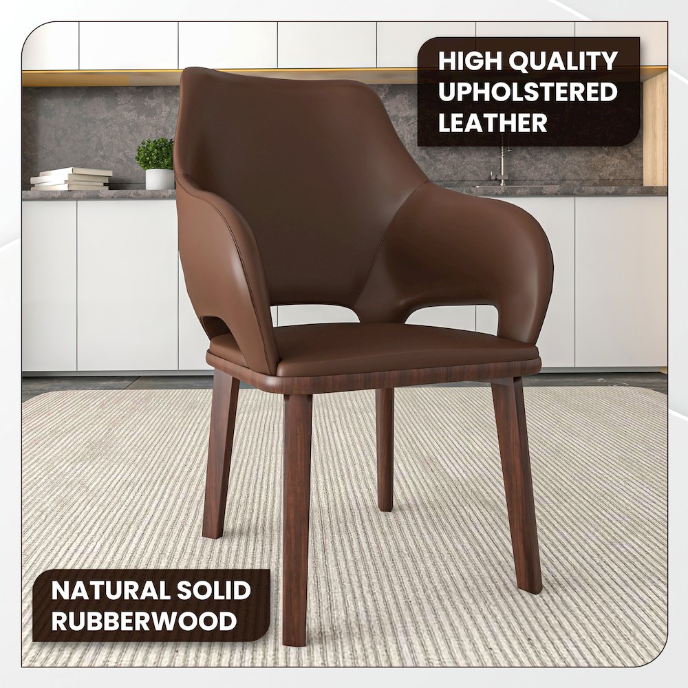 Vivara Collection Modern Dining Chair in Dark Brown
