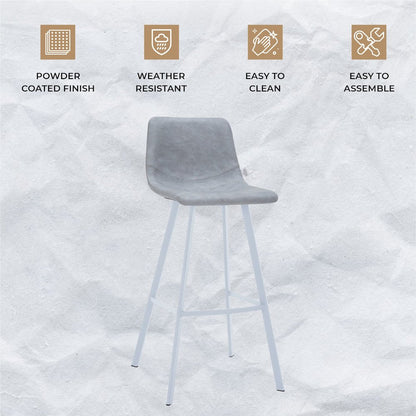 Elland - Bar stool -Light Grey- White Base Set of 2