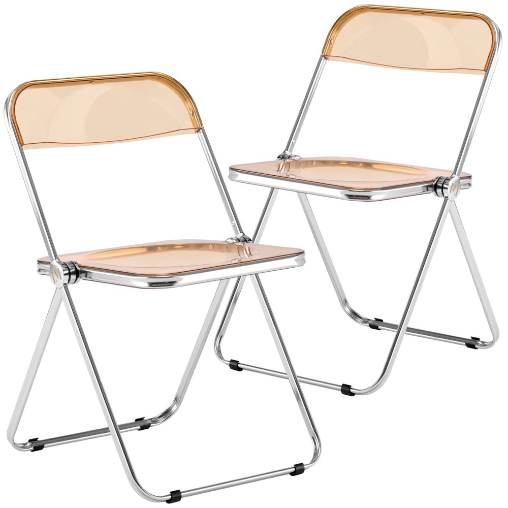 Lawrence Acrylic Folding Chair With Metal Frame, Set of 2