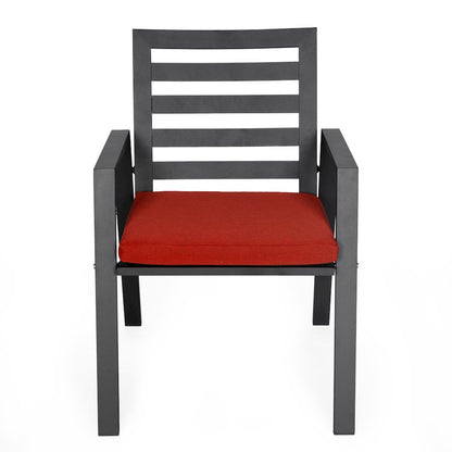 Chelsea 7-Piece Patio Dining Set 78-118" Wide Dining Armchair in Cherry Red