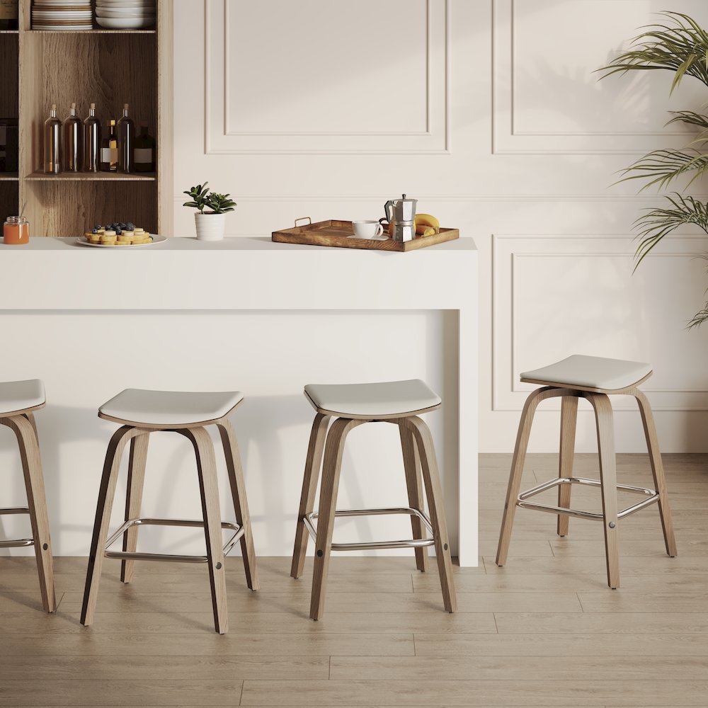 Wooden Counter Stool in Light Grey