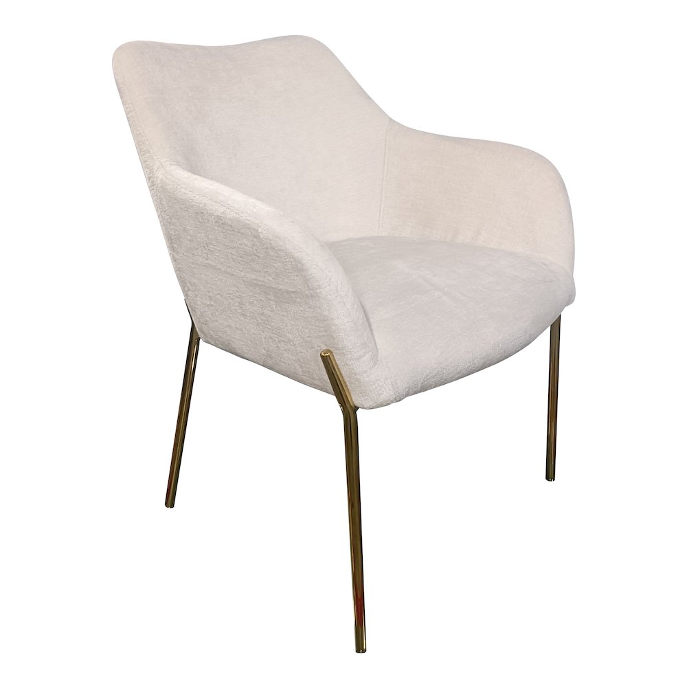 Zaire Collection Modern Dining Chair, Gold Legs and White Boucle