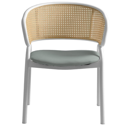 Ervilla - Dining Chair - White frame in Grey Leather