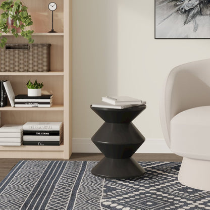 Aura Modern Plastic Side End Table, Indoor/Outdoor Use, Black