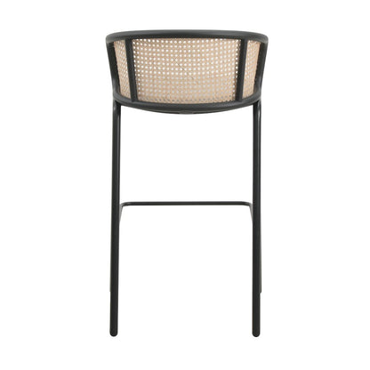 Ervilla Mid-Century Modern Wicker Bar Stool in Grey