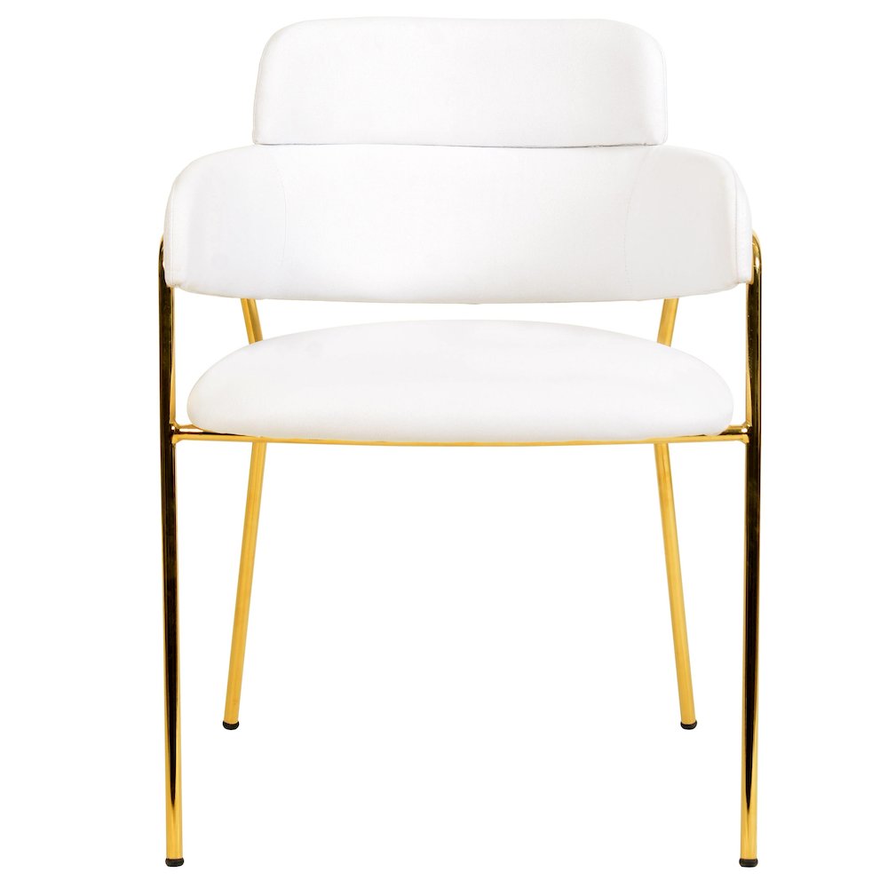 Axis Collection Modern Gold Dining Chair in White - Set of 2