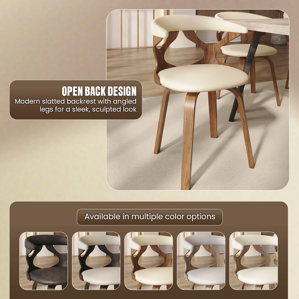 Modern Wooden Dining Chair, Walnut Frame in Taupe Klyne Collection By LeisrueMod