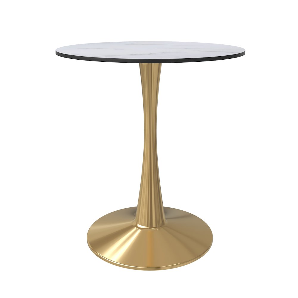 Bristol 27" round dining table Gold base with marbled MDF top