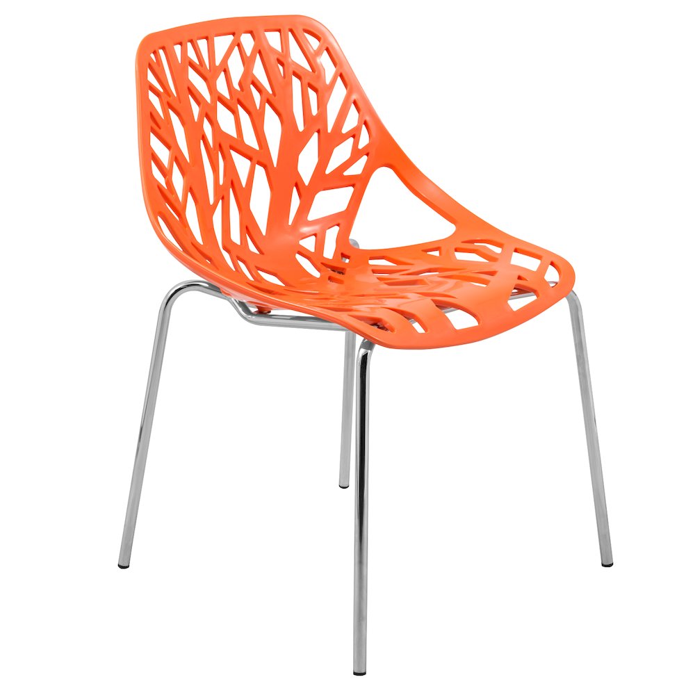 Modern Asbury Dining Chair with Chromed Legs in Orange