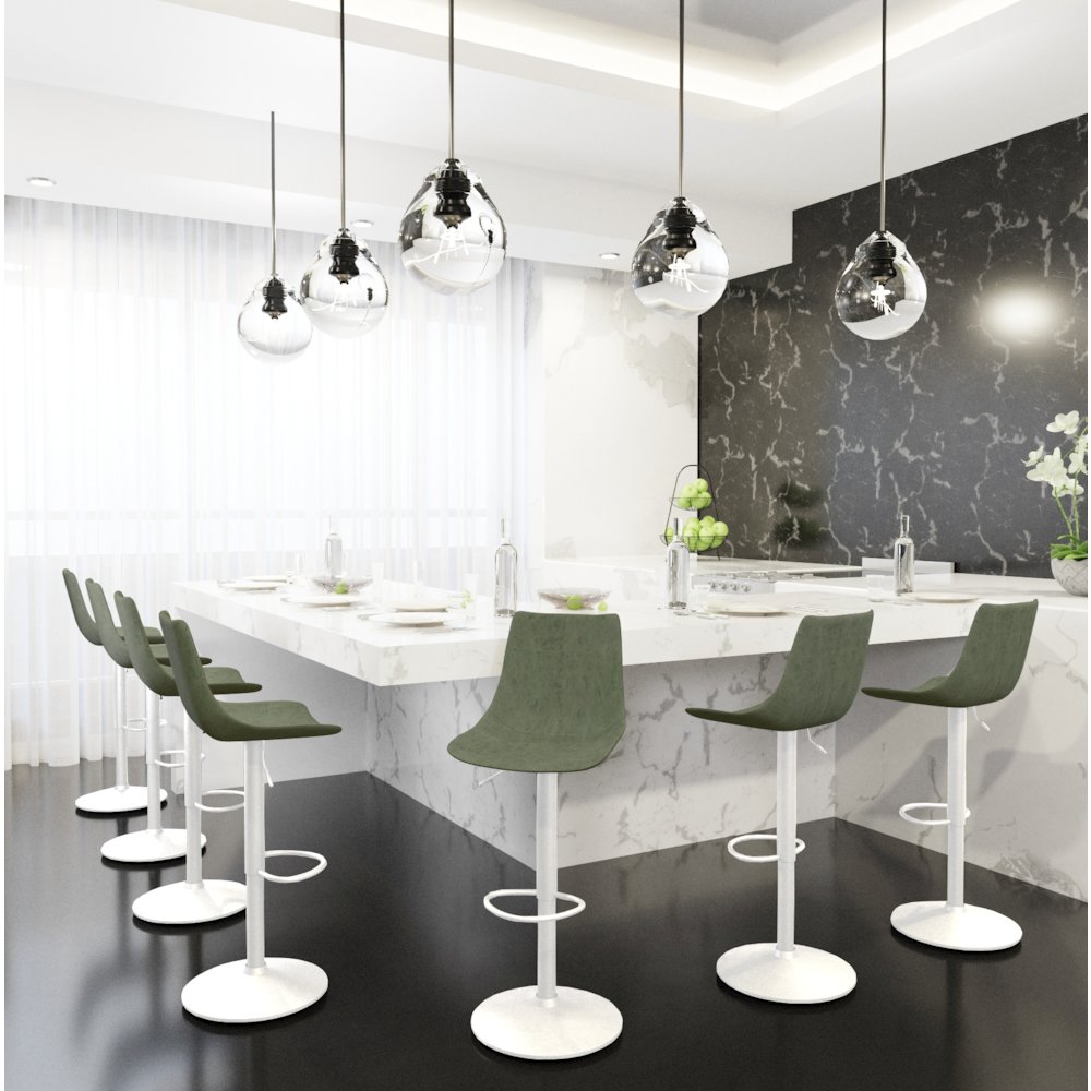 Tilbury - Bar stool - White Base-Olive Green