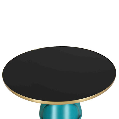 Tully Collection Glass Coffee Table Blue glass, Gold Rim with Black Glass top
