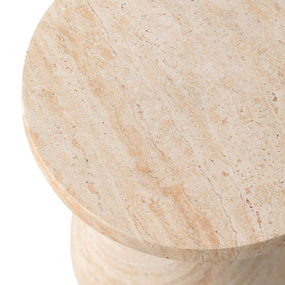 Dune Collection Fiberglass Outdoor Side Table in Travertine