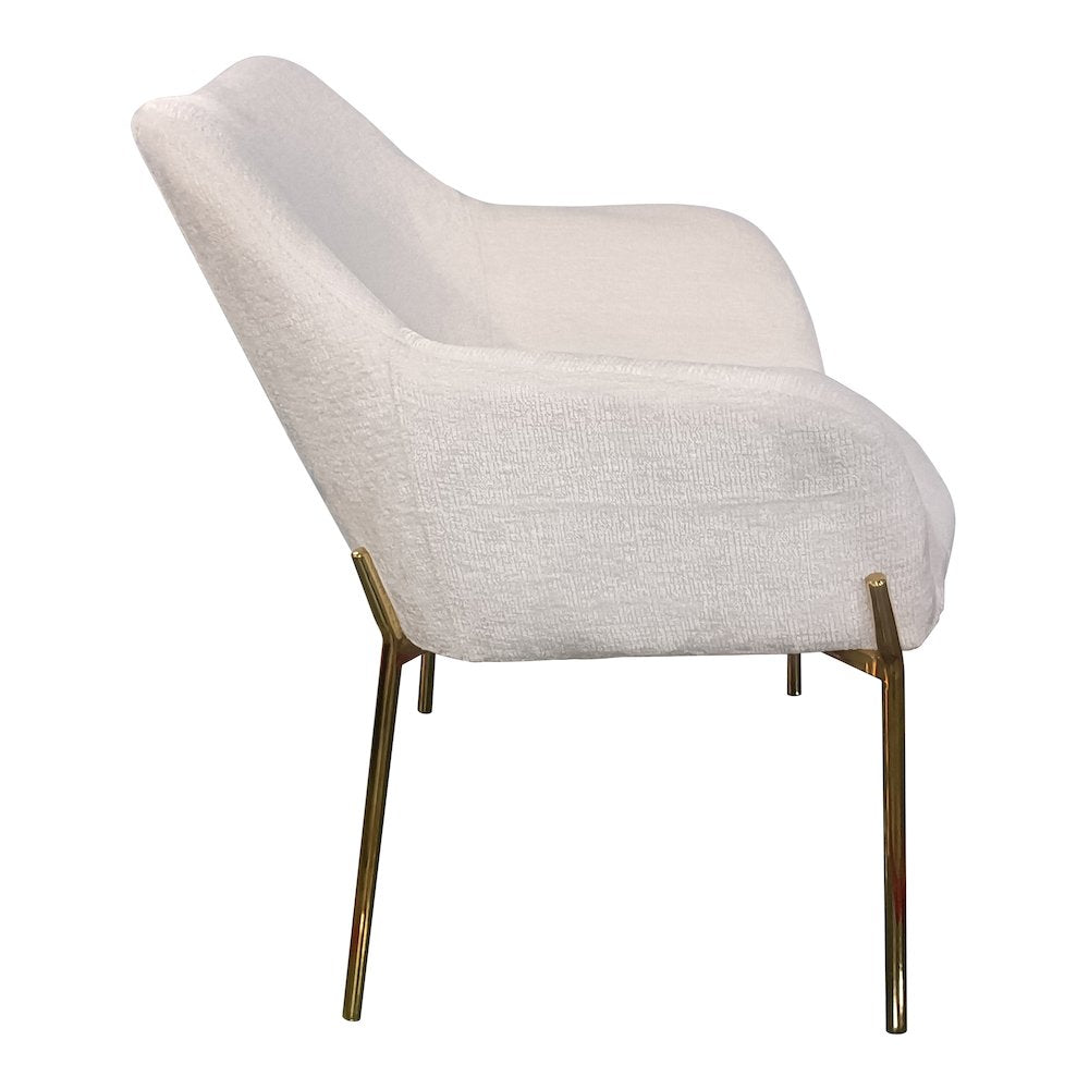 Zaire Collection Modern Dining Chair, Gold Legs and White Boucle