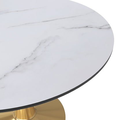 Bristol 40" round dining table Gold Base With White Top