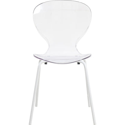 Modern Oyster Transparent Side Chair in White Base Set of 2