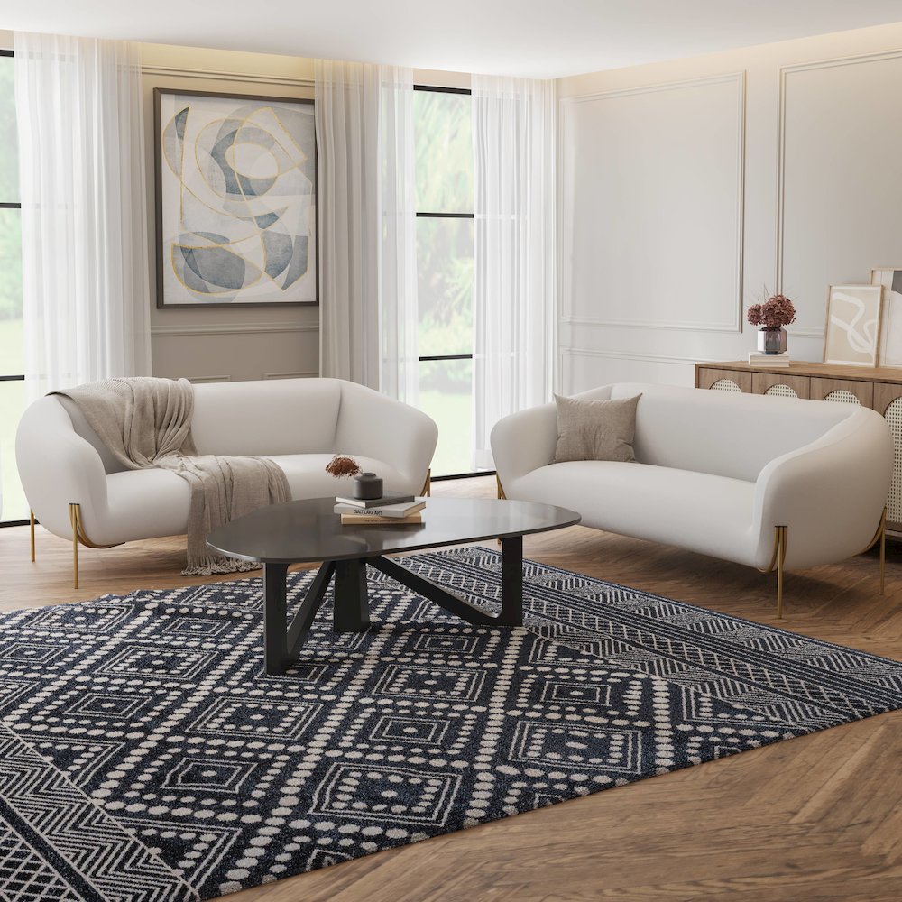 Zuno Three-Seater Sofa Upholstered in Velvet Wide Couch
