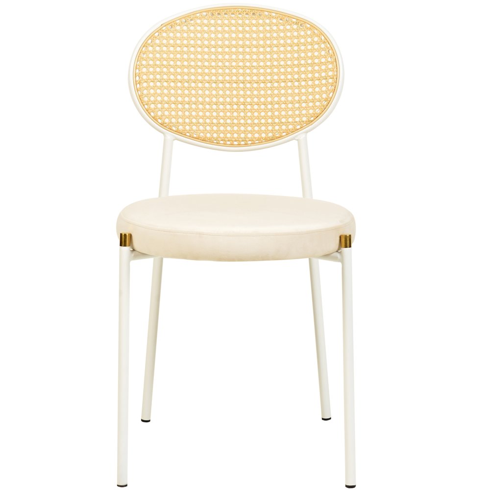 Euston Collection Modern Dining Chair White Frame In Beige