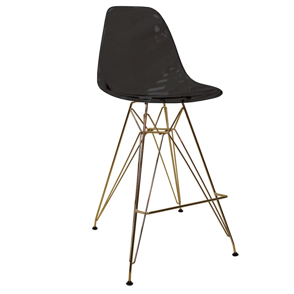 Cresco Counter Height Chair With Eiffel Gold Base In Transparent Black
