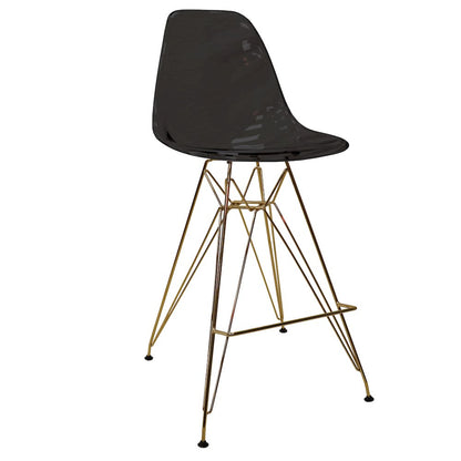 Cresco Counter Height Chair With Eiffel Gold Base In Transparent Black