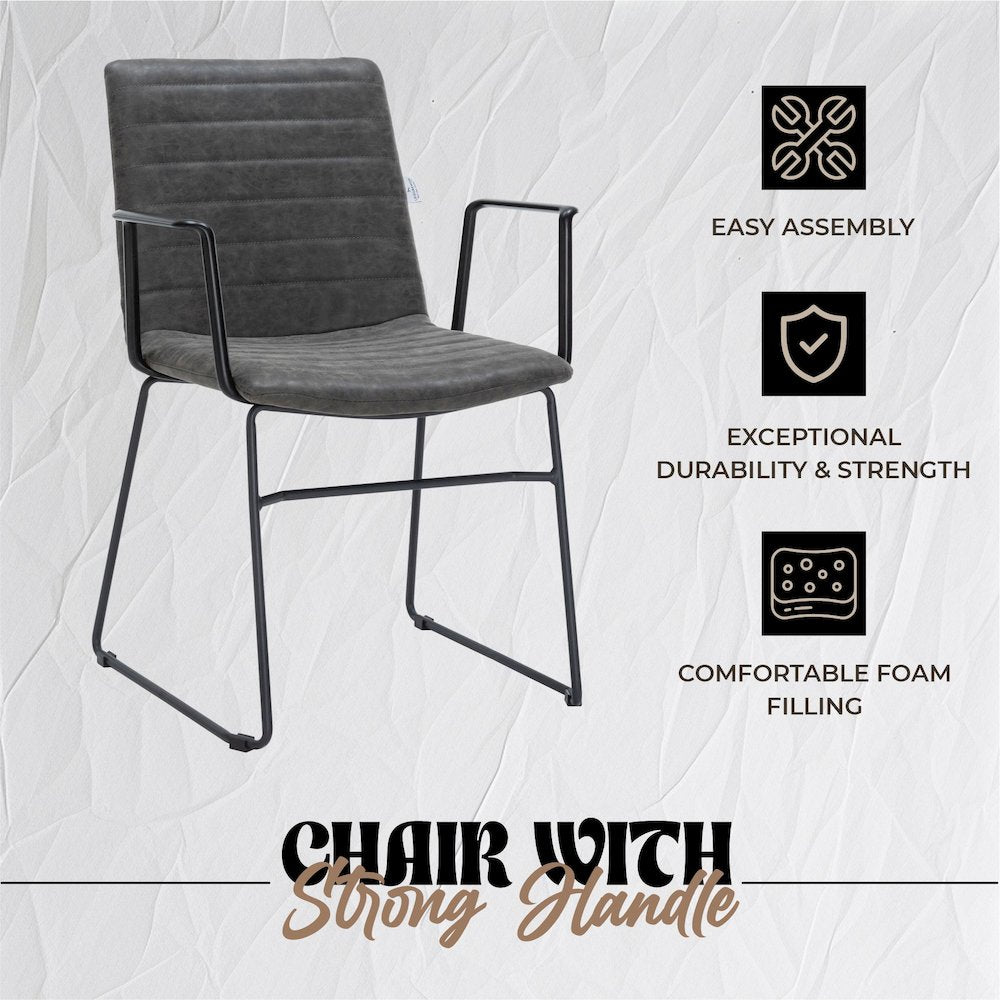 Zylar Series Office Guest Arm Chair in Charcoal Leather