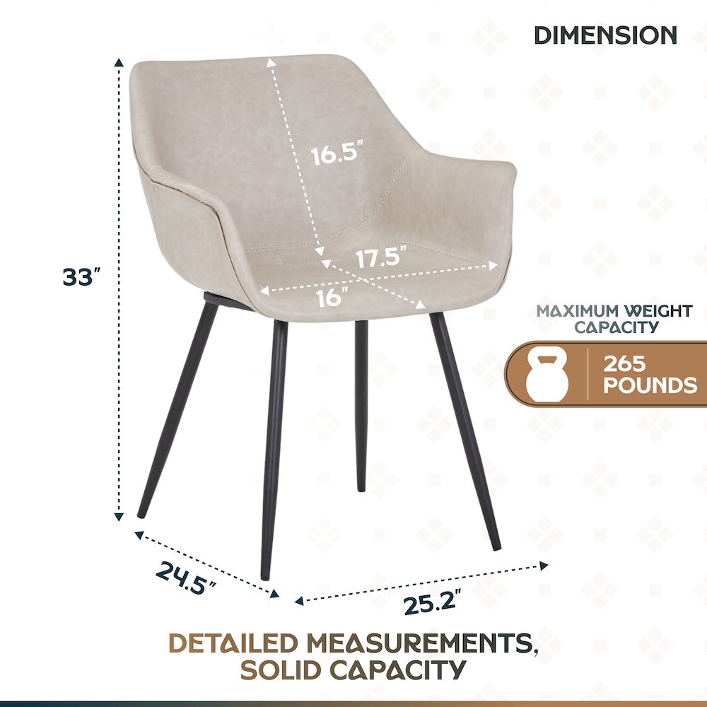 Markley Modern Leather Dining Arm Chair With Metal Legs