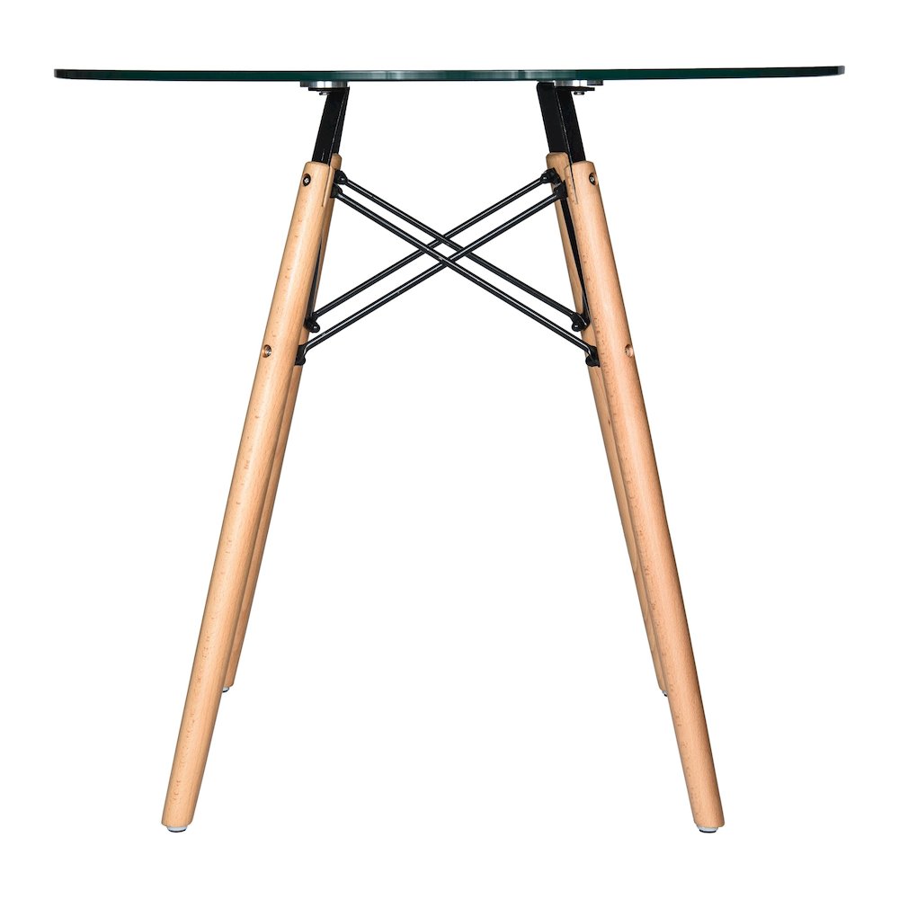 Dover 3-Piece Dining Set with Round Clear Glass Top Bistro Table in Blue