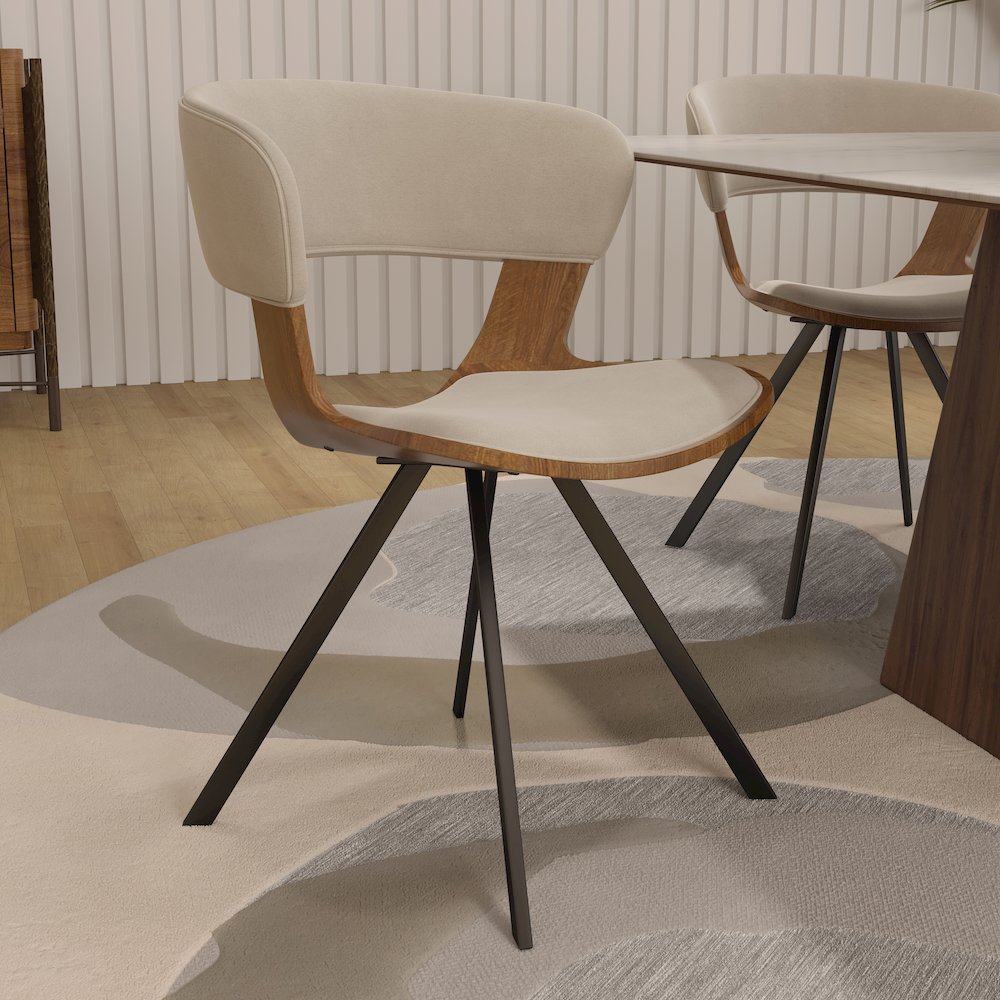 Wooden Dining Chair Modern style Nymia Collection Walnut Color in Light Brown