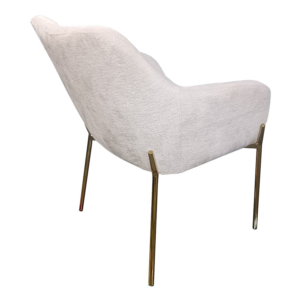 Zaire Collection Modern Dining Chair, Gold Legs and White Boucle