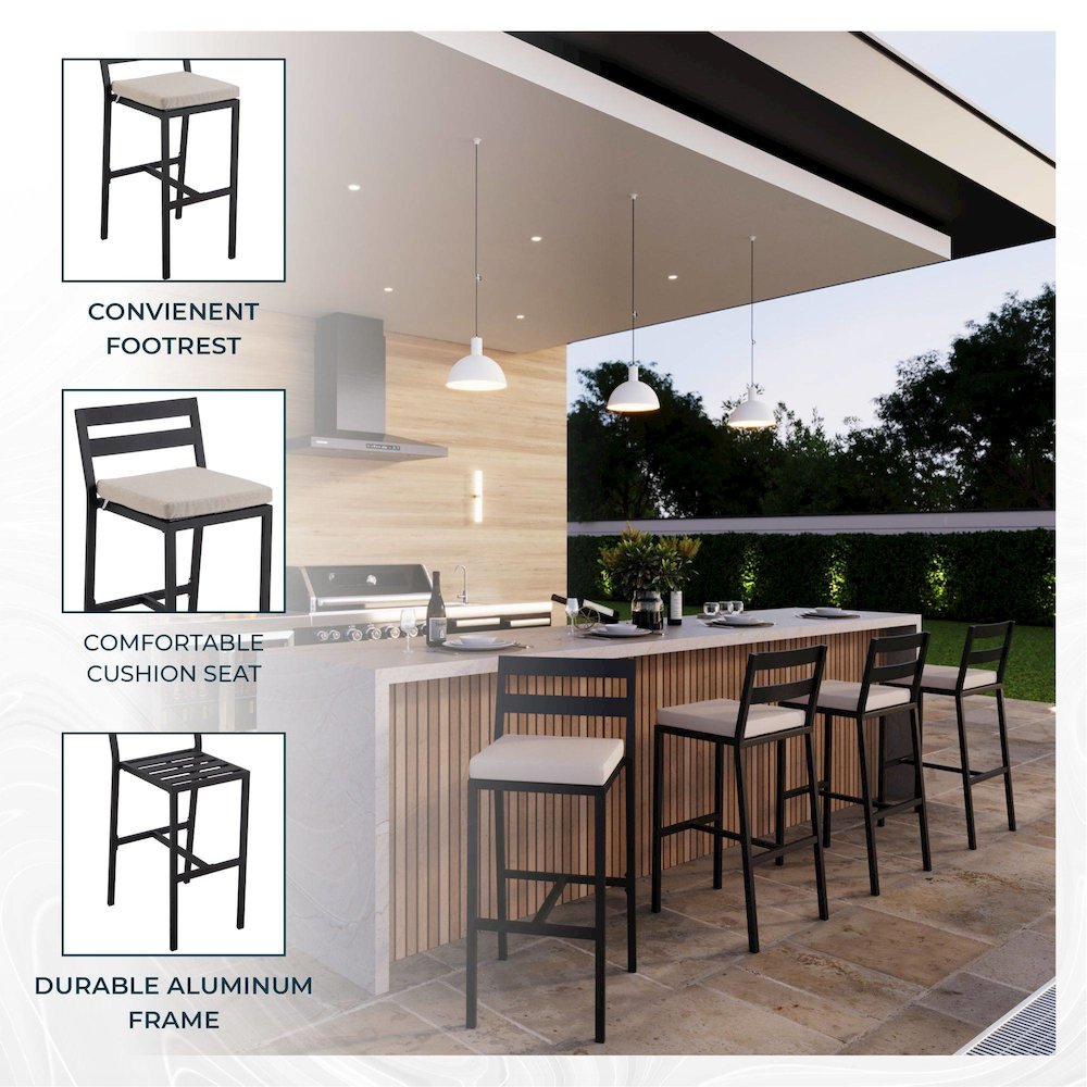 Chelsea Collection Modern Aluminum Outdoor Bar Chair Set of 4