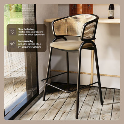 Ervilla Wicker Bar Stool Set of 2