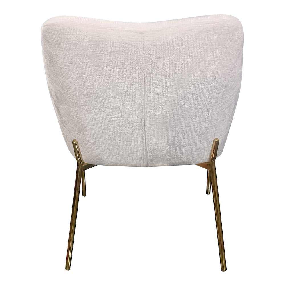 Zaire Collection Modern Dining Chair, Gold Legs and White Boucle