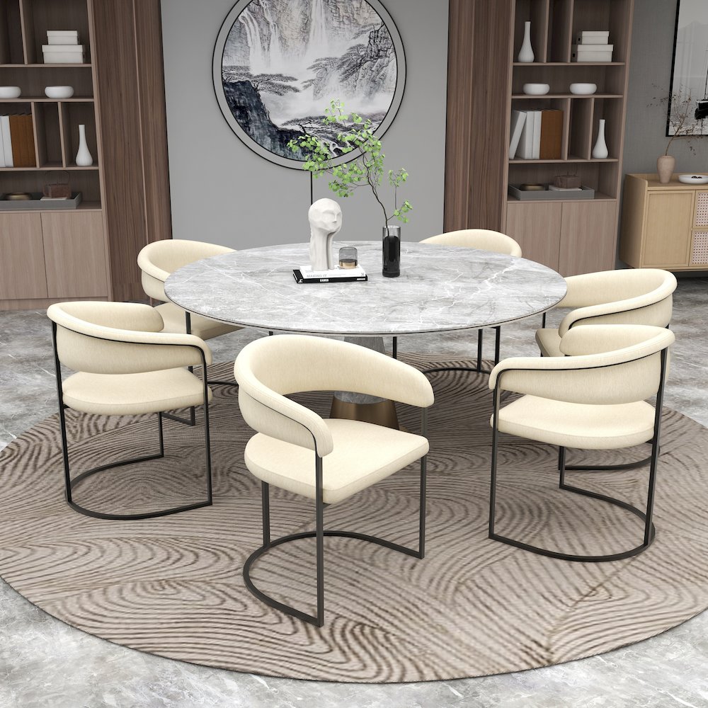 Aero Collection Modern Dining Chair in Oatmeal Set of 2
