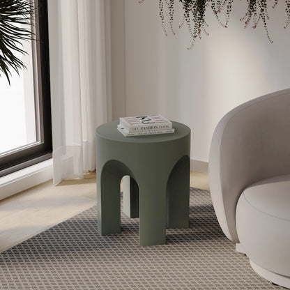 Crus Collection Fiberglass Outdoor Side Table in Grey