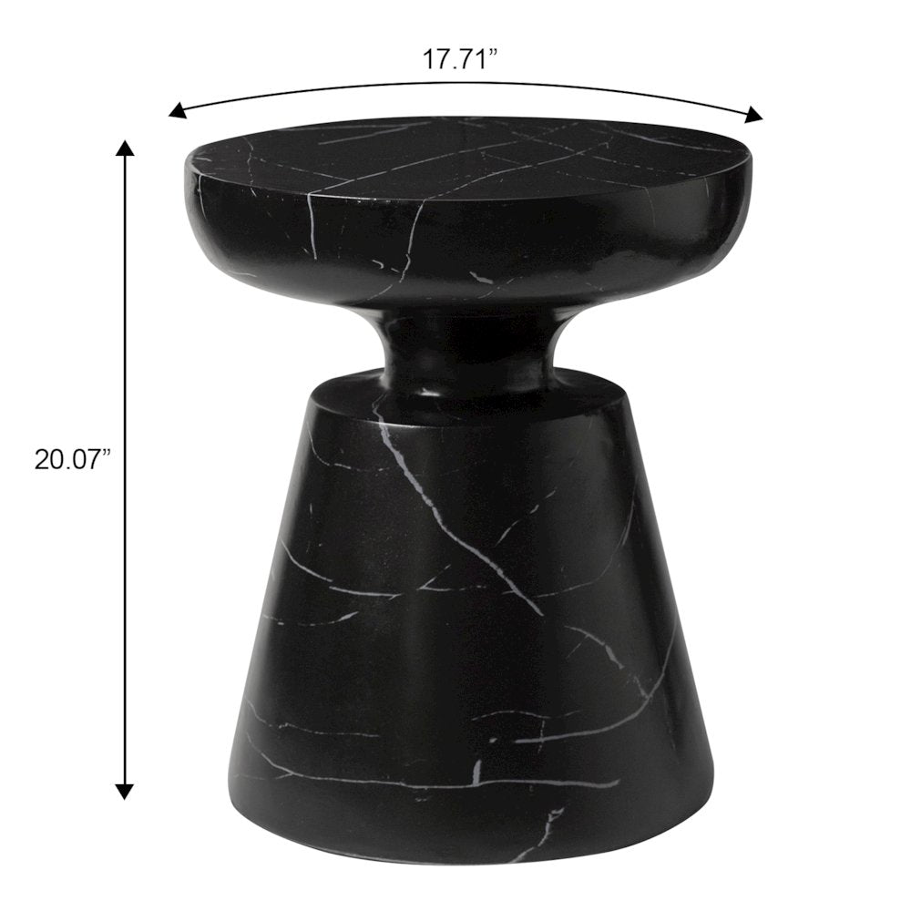 Isle Collection Fiberglass Outdoor Side Table in Marbled Black