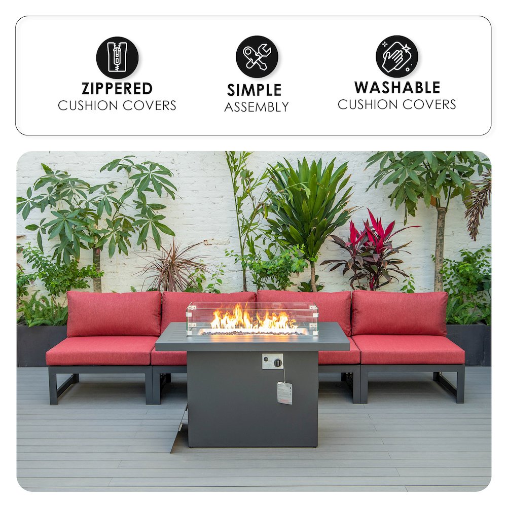 Chelsea 5-Piece Middle Patio Chairs and Fire Pit Table