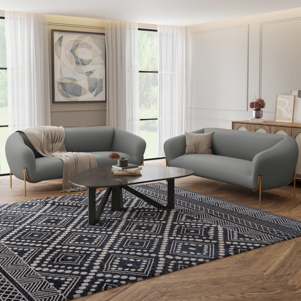 Zuno Three-Seater Sofa Upholstered in Velvet Wide Couch