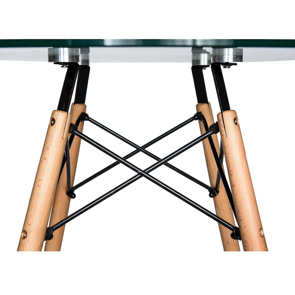 Dover 3-Piece Dining Set with Round Clear Glass Top Bistro Table in Blue