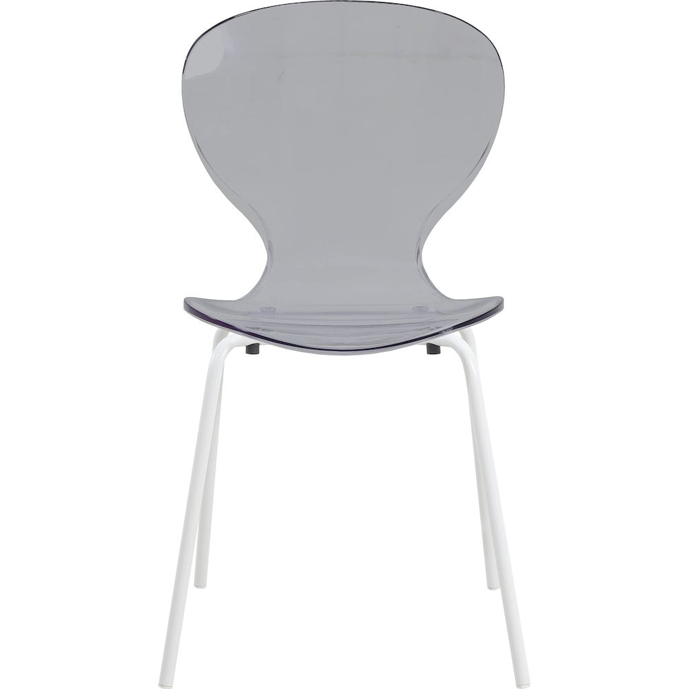 Modern Oyster Transparent Side Chair in White Base Set of 4