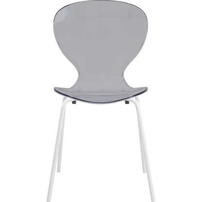 Modern Oyster Transparent Side Chair in White Base Set of 4