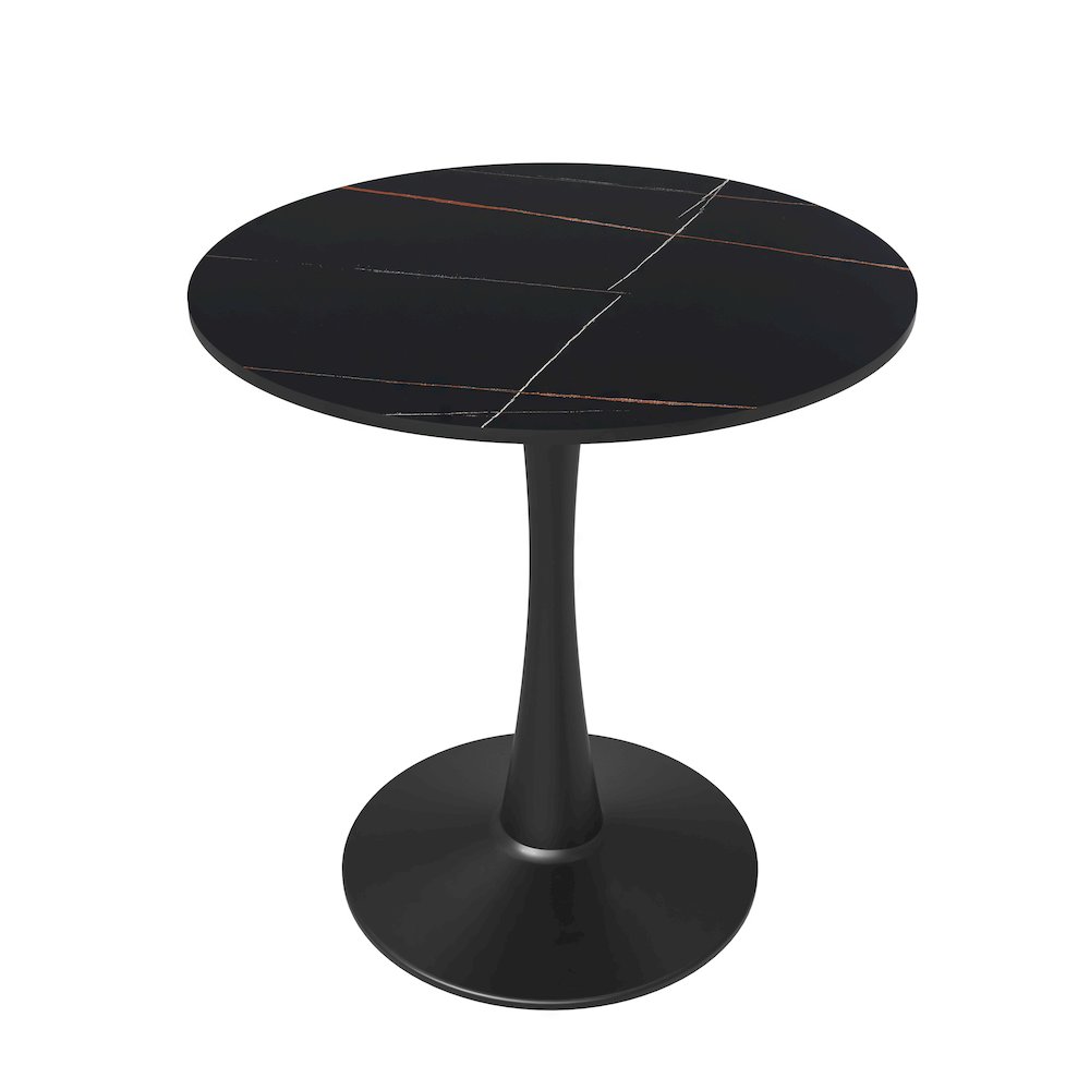 Bristol 27 round dining table Black base with Black Sintered stone Top