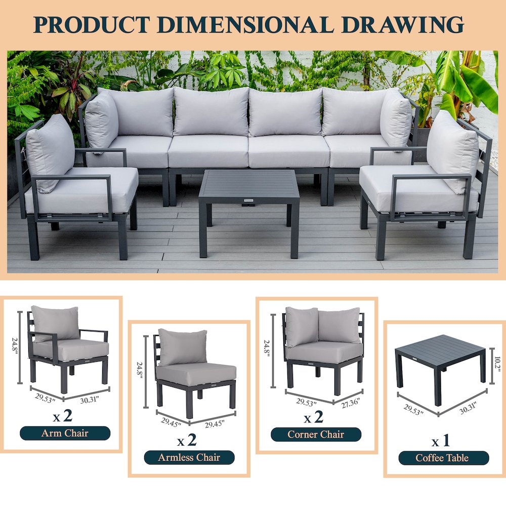 Chelsea 7-Piece Patio Sectional And Coffee Table