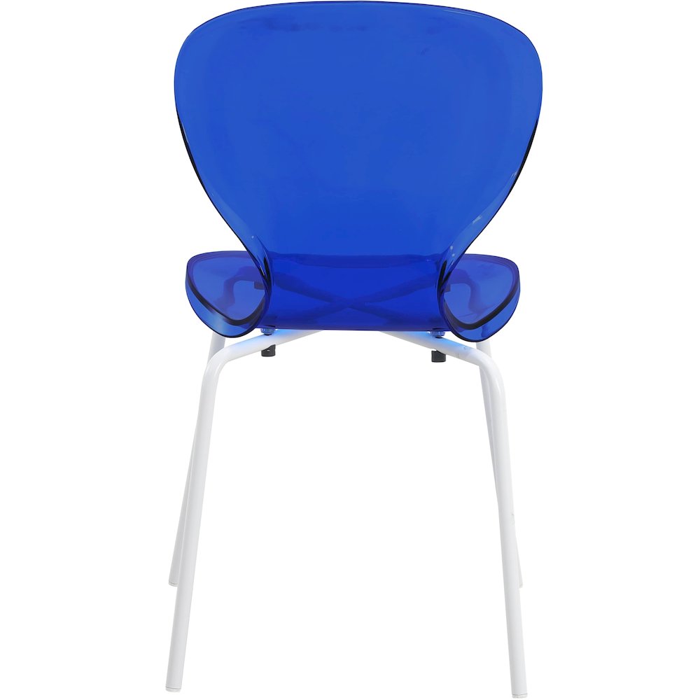 Modern Oyster Transparent Side Chair in White Base Set of 4