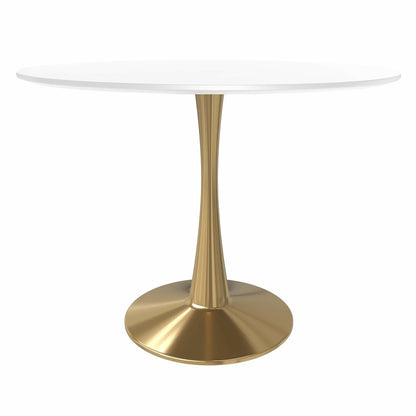 Bristol 40" round dining table Gold Base With White Top