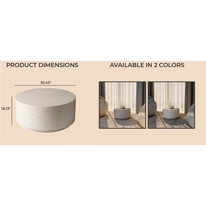 Terra Collection Fiberglass Outdoor Coffee Table In White